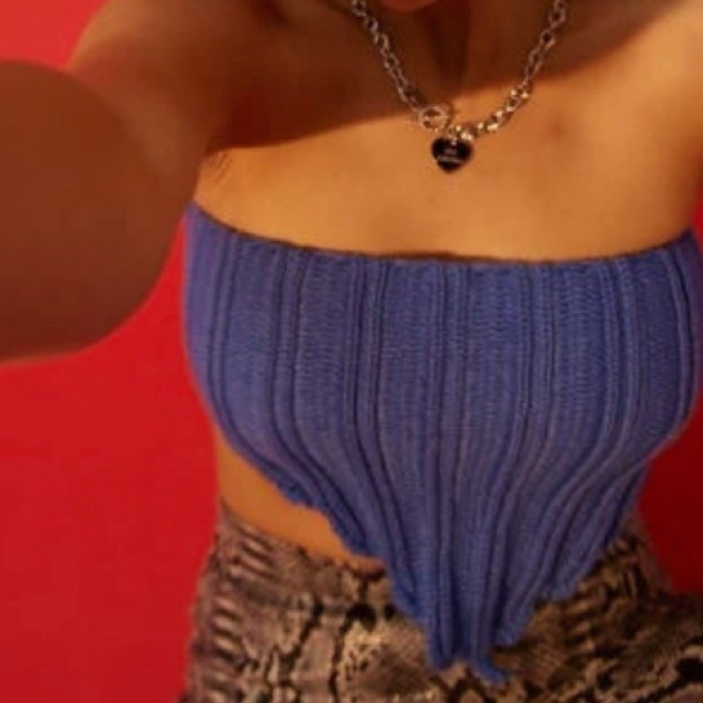 (SOLD ON MERCARI) Cider Blue Knit Tube Top